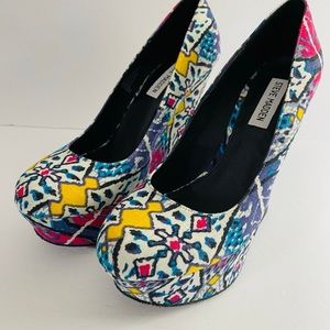 Steve Madden Pammyy Multi Color Platform Wedges 9M US 2009 Discontinued Retro 70
